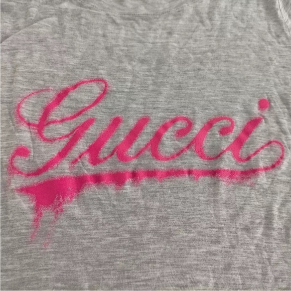 Gucci Gray & Pink Logo Top - Size XS - Picture 6 of 9